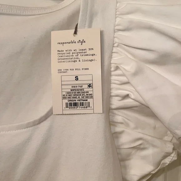 White Ruffled Sleeve Top - Picture 2 of 2